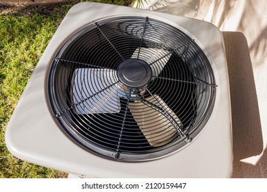 Modern Residential HVAC Air Conditioner Unit Fan.