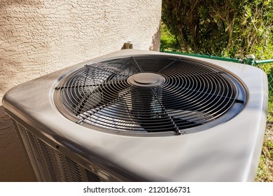 Modern Residential HVAC Air Conditioner Unit Fan.