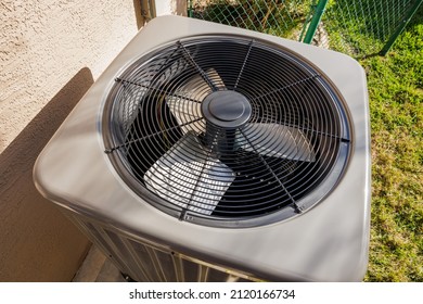 Modern Residential HVAC Air Conditioner Unit Fan.