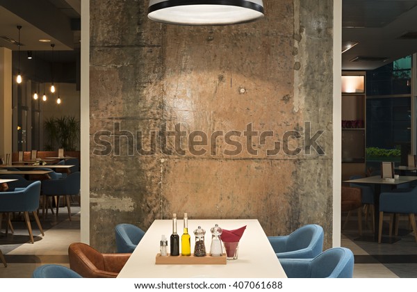 Modern Restaurant Interior Concrete Wall Stock Photo (Edit Now) 407061688