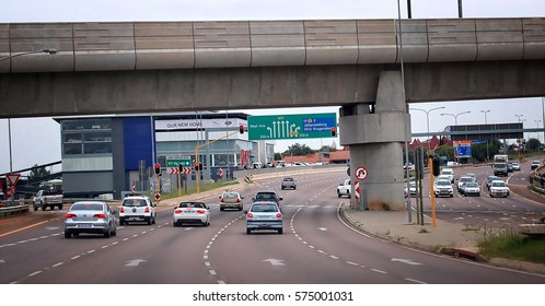 Modern Road Infrastructure Of Johannesburg. Traffic. Vehicles On A Highway. Beautiful Urban Landscape. Johannesburg, South Africa - January 6, 2014