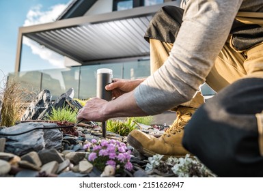 Modern Rockery Garden LED 12 Volt Lighting System Installation Performed By Professional Landscaper.