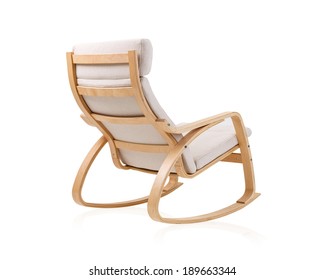 Modern Rocking Chair On The Back Side Isolated On White Background