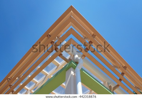 Modern Roof Construction Multilevel Cornice Roof Royalty Free