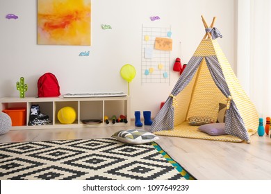 Modern Room Interior With Play Tent For Child