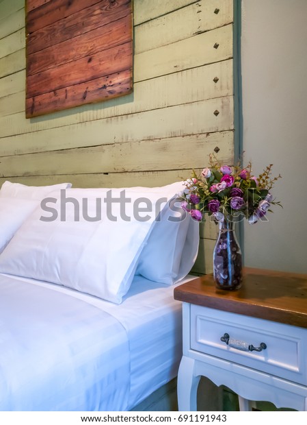 Modern Rustic Bedroom Interior Design Decoration Stock Photo