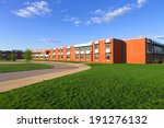 modern school building with lawn