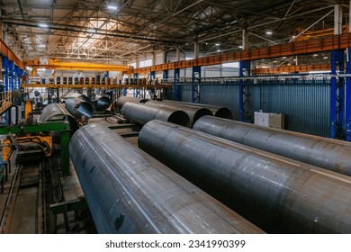 Modern seam pipe factory production line.
