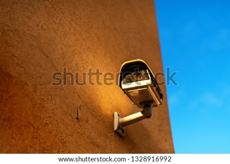 Modern security CCTV camera with copy space