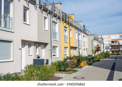 Modern serial houses seen in Berlin, Germany