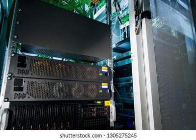 Modern server computer in the data center