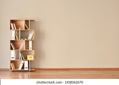 Modern Shelf Unit Near Light Wall