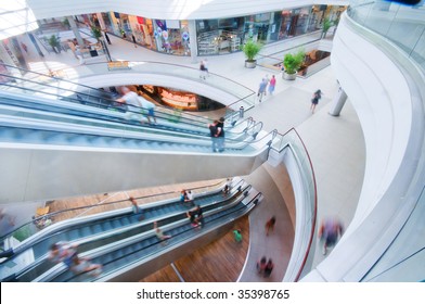 Modern Shopping Mall. People In Rush