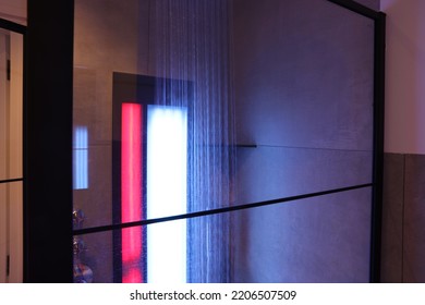 Modern Shower With Infrared Spectrum, UV Light And Flowing Water