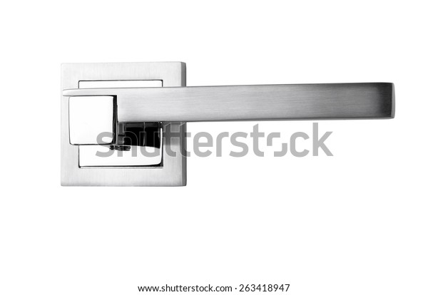 Modern Silver Door Handles On White 