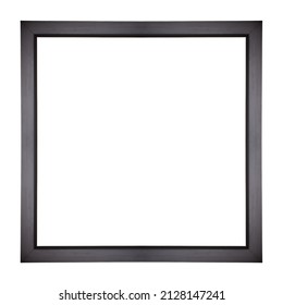 Modern Simple Black Picture Or Square Photo Frame Isolated Over White. Wall Art Photoframe Or Window Border. Mirror Holder Or Contemporary Minimal Plain Wood Poster.