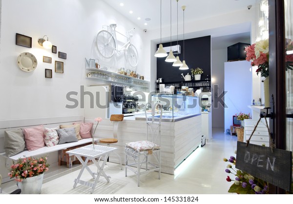 Modernes Und Einfaches Cafe Interieur Stockfoto Jetzt