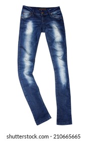 Modern Skinny Fashion Jeans Isolated On White.