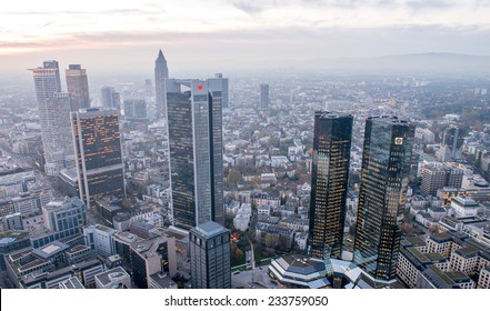 Modern Skyline Of Frankfurt, Germany Financial Business District.