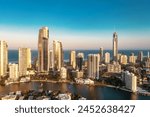 Modern skyscrapers near ocean. Travel recreation. Surfers Paradise, Gold Coast Queensland Australia