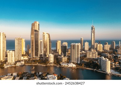 Modern skyscrapers near ocean. Travel recreation. Surfers Paradise, Gold Coast Queensland Australia - Powered by Shutterstock