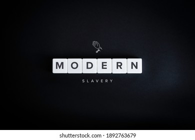 Modern Slavery And Forced Labour Banner And Concept.