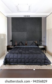 Modern Small Bedroom Interior With Large Double Bed