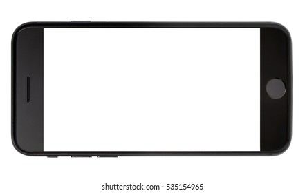 Modern smartphone black color with black screen isolated on white background - Shutterstock ID 535154965