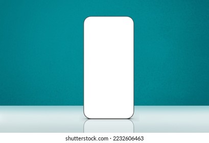 Modern smartphone with blank screen on background