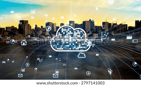 Modern Society and Cloud Computing. conceptual image visual.