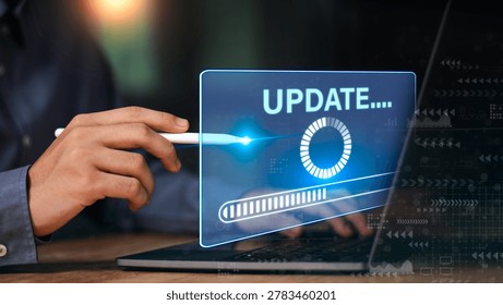 Modern software update interface concept featuring digital technology, cybersecurity protection and system optimization for secure online connectivity and efficient business operations. - Powered by Shutterstock - Get 15% off with code: PIKWIZARD15