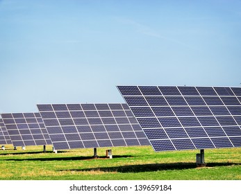 Modern Solar Panels Front Blue Sky Stock Photo (Edit Now) 166655660