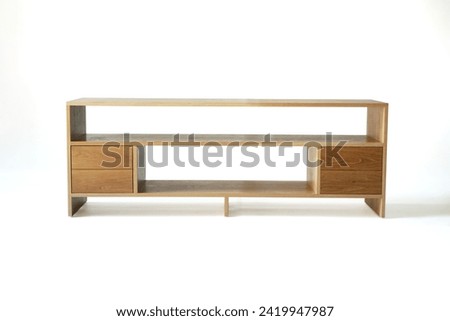 Modern Solid White Oak TV Stand, TV Cabinet Isolated on White Background