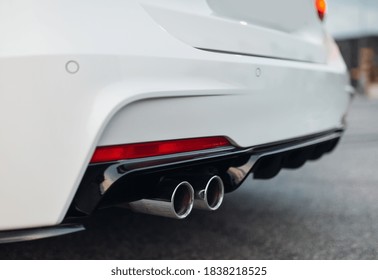 Modern Sports Car Exhaust System Pipes