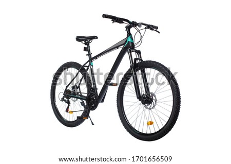 modern sports mountain bike isolated on white background