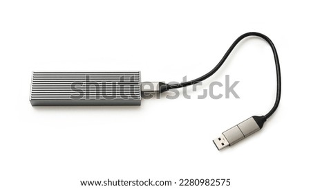 modern SSD external hard drive isolated white background