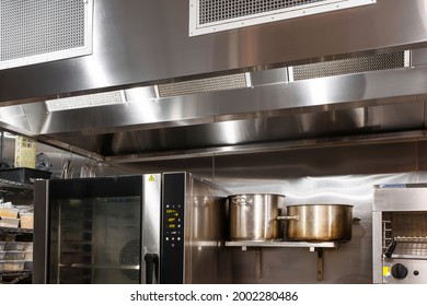 Modern Stainless Steel Commercial Kitchen Interior.