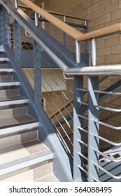 Modern Stair Detail With Cable Railing