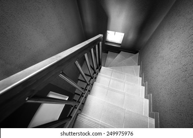 Modern staircase black and white background photo