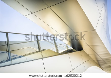 modern staircase and bridge at an office building in vienna