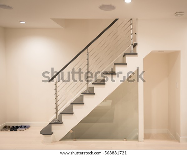 Modern Staircase Hand Rail Design White Stock Photo Edit Now