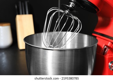 Modern Stand Mixer On Countertop In Kitchen, Closeup.