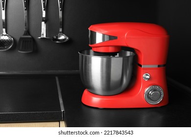 Modern Stand Mixer On Countertop In Kitchen. Space For Text