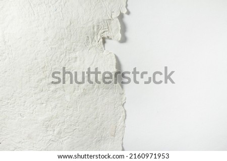 Modern stationery still life with craft hand made empty paper and white background. Closeup foto of blank card mock-up. 