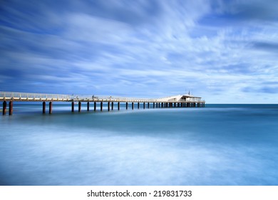 Modern Steel Pier In A Cold Atmosphere Long Exposure Photography In Lido Camaiore, Versilia, Tuscany, Italy, Europe