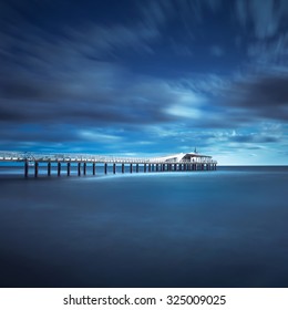 Modern Steel Pier In A Cold Atmosphere Long Exposure Photography In Lido Camaiore, Versilia, Tuscany, Italy, Europe