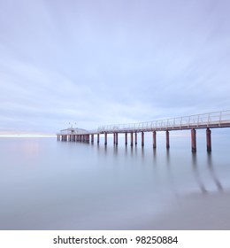 Modern Steel Pier In A Cold Atmosphere Long Exposure Photography In Lido Camaiore, Versilia, Tuscany, Italy, Europe