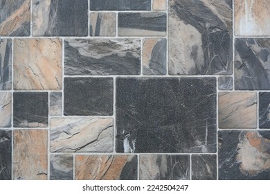 Modern stone tile texture brick wall background. - Shutterstock ID 2242504247