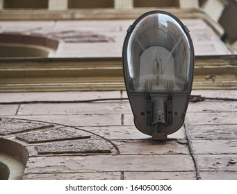 modern street lamp close-up photo from bottom - Powered by Shutterstock