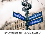 Modern street sign and vapor steam in New York City - Urban concept and road traffic directions in Manhattan downtown - American world famous capital destination on dramatic desaturated filtered look